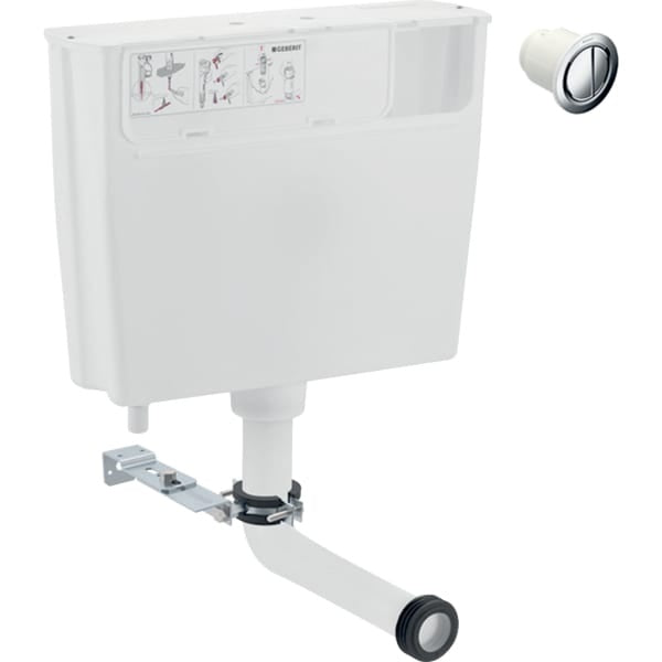 Geberit Low-Height Pneumatic Flush Concealed Cistern with Typ01 Chrome Flush Button
