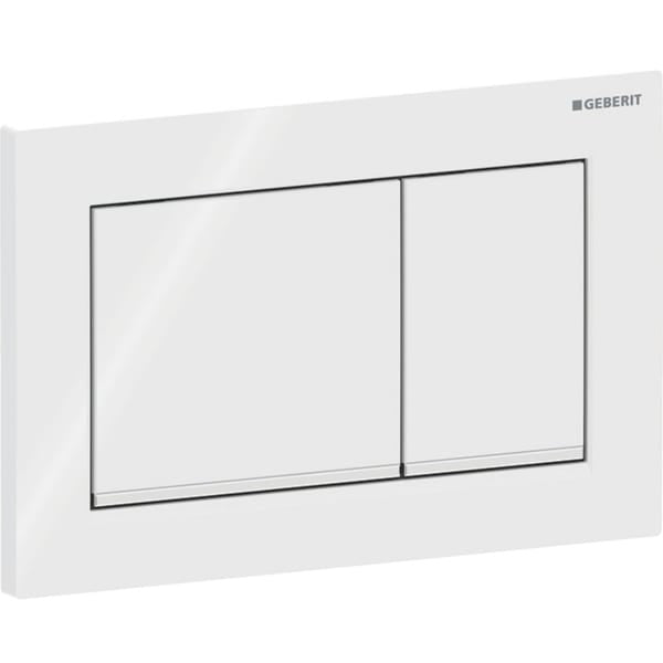 Geberit Omega20 Square Dual  Flush plate - Gloss White/Gloss Chrome
