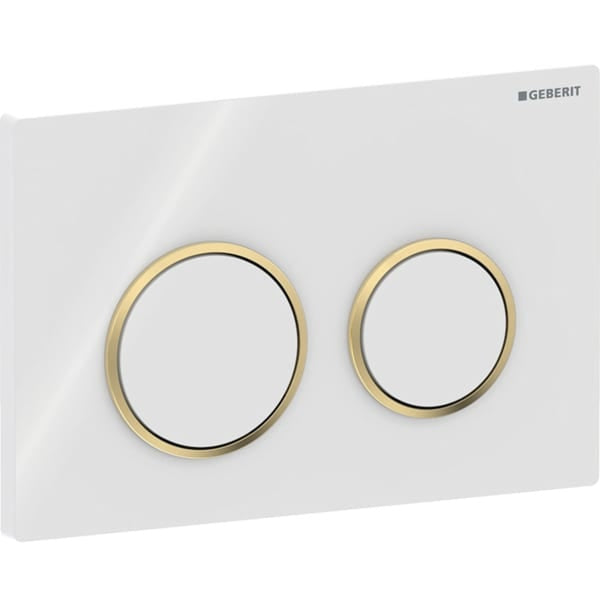 Geberit Omega20 Round Dual  Flush plate - Gloss White/Gold Coloured