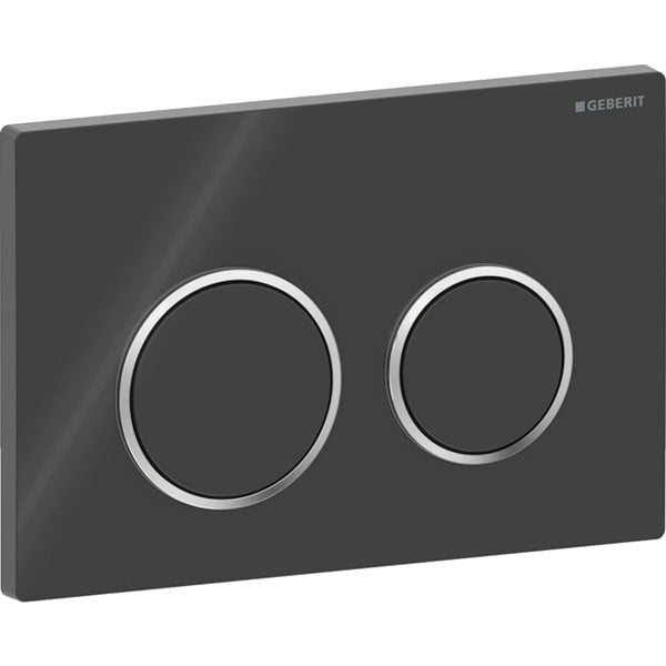Geberit Omega20 Round Dual  Flush plate - Gloss Black/Gloss Chrome