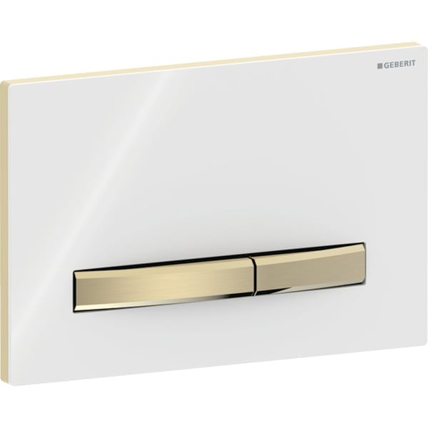 Geberit Sigma50 Square Dual Flush Plate - White/Brushed Brass