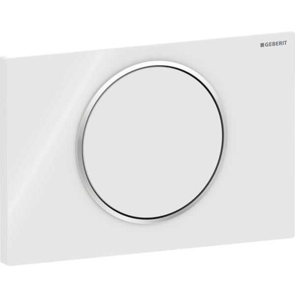 Geberit Sigma10 Stop and Go Single Flush Plate - Gloss White/Gloss Chrome