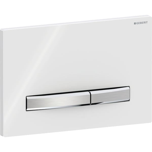 Geberit Sigma50 Square Dual Flush Plate - Gloss White/Brushed Chrome
