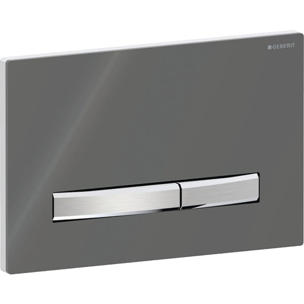 Geberit Sigma50 Square Dual Flush Plate - Gloss Chrome/Smoked Glass