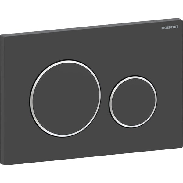 Geberit Sigma20 Round Dual Flush Plate - Matt Black/Gloss Chrome