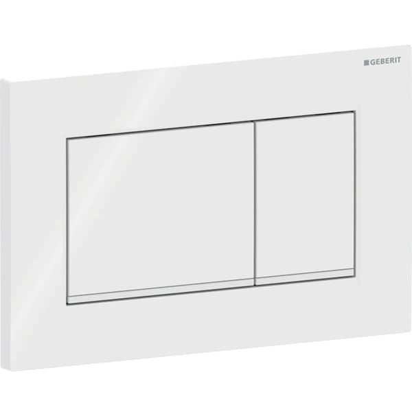 Geberit Sigma20 Square Dual Flush Plate - Gloss White/Matt White