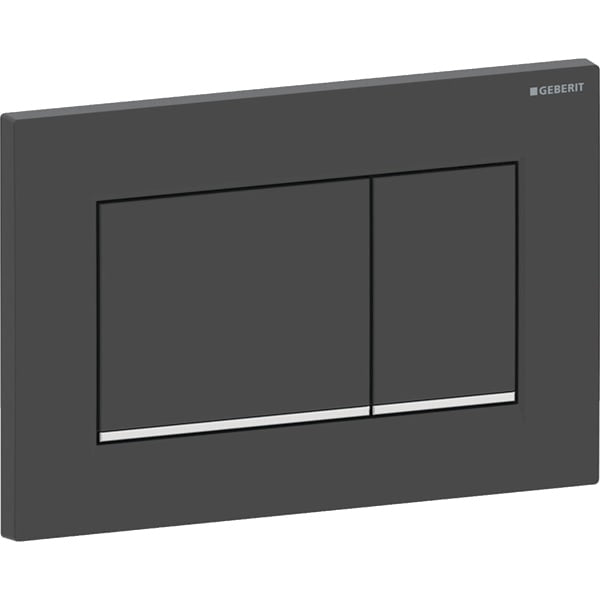 Geberit Sigma20 Square Dual Flush Plate - Matt Black/Gloss Chrome