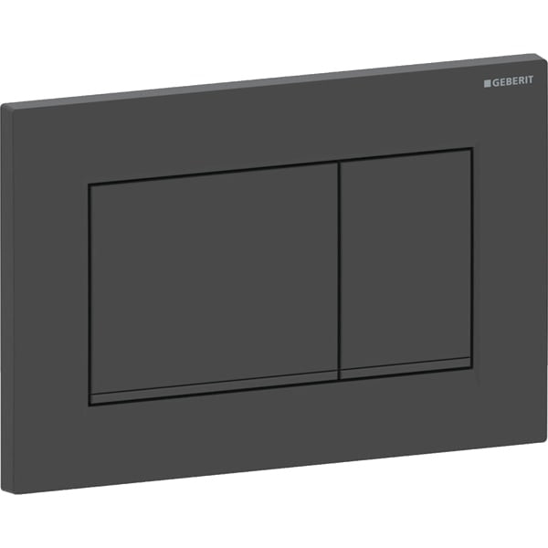 Geberit Sigma20 Square Dual Flush Plate - Matt Black/Gloss Black