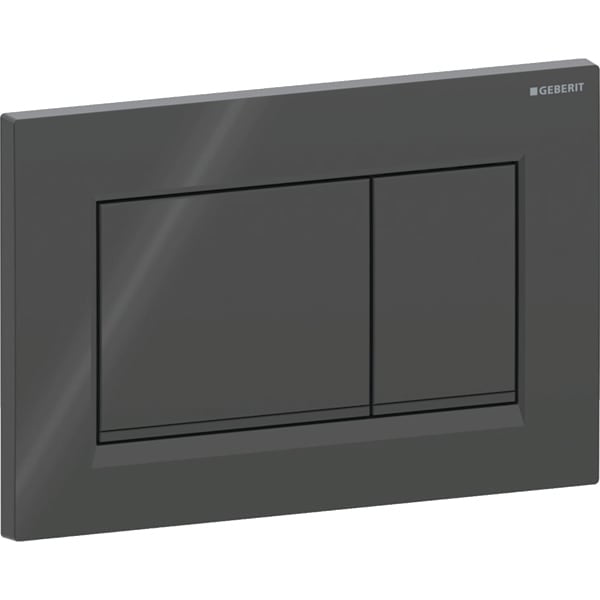 Geberit Sigma20 Square Dual Flush Plate - Gloss Black/Matt Black