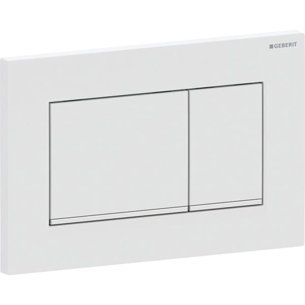 Geberit Sigma20 Square Dual Flush Plate - Matt White/Gloss Chrome