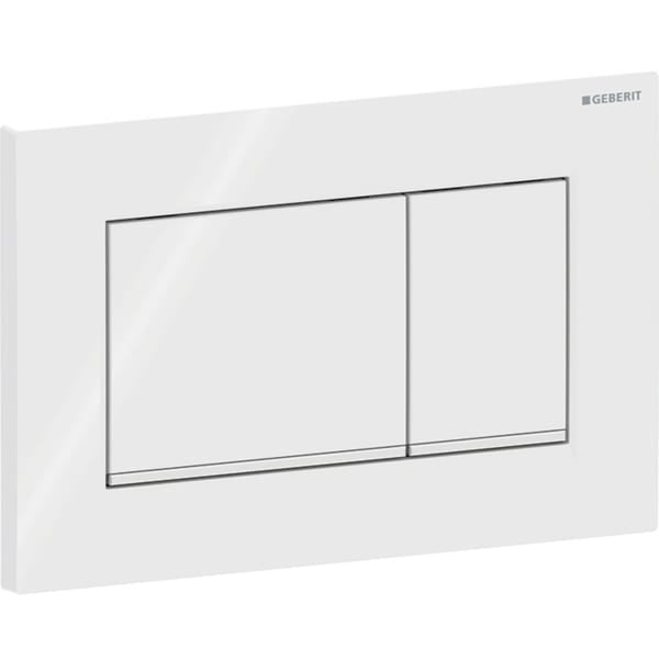 Geberit Sigma20 Square Dual Flush Plate - Gloss White/Gloss Chrome