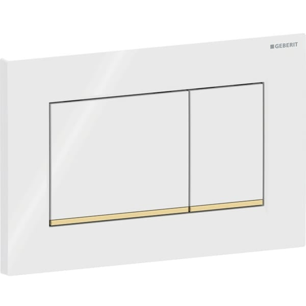 Geberit Sigma20 Square Dual Flush Plate - Gloss White/Gold Coloured
