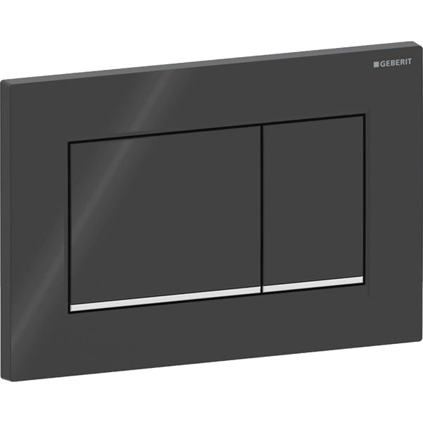 Geberit Sigma20 Square Dual Flush Plate - Gloss Black/Gloss Chrome