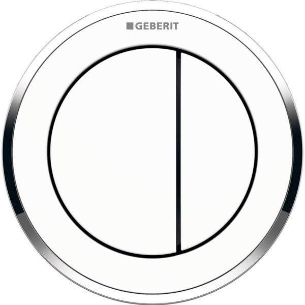Geberit Type10 Remote Flush Actuation Dual Flush Button - Gloss White/Gloss Chrome