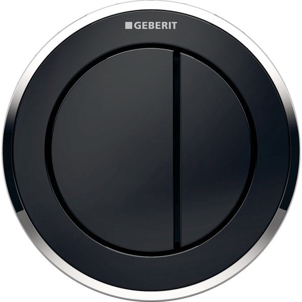 Geberit Type10 Remote Flush Actuation Dual Flush Button - Gloss Black/Gloss Chrome