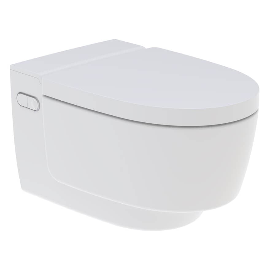 Geberit AquaClean Mera Classic Rimless Wall Hung Smart Shower Toilet With Soft Close Seat And Design Cover - White Alpine