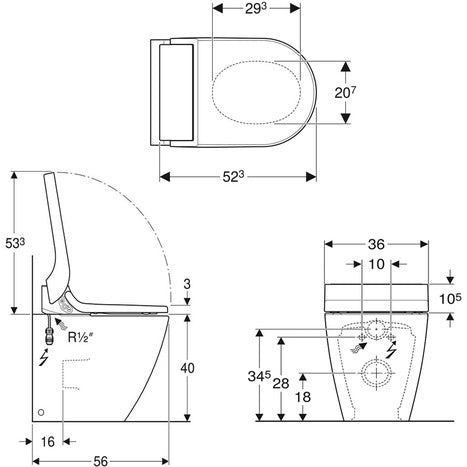 Geberit AquaClean Tuma Comfort Rimless Back to Wall Smart Shower Toilet With Soft Close Seat And White Glass Design Cover - White Alpine