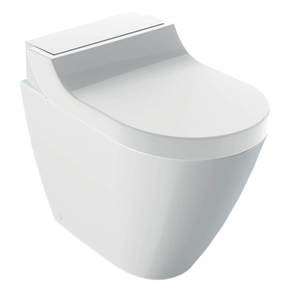 Geberit AquaClean Tuma Comfort Rimless Back to Wall Smart Shower Toilet With Soft Close Seat And Design Cover - White Alpine