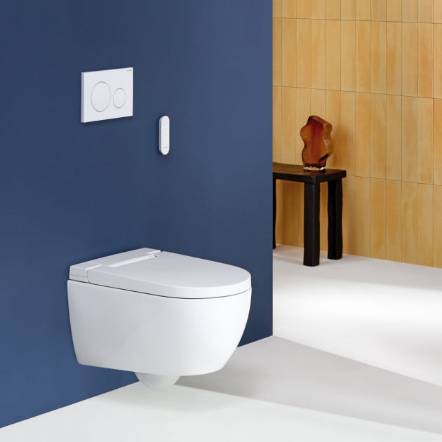 Geberit AquaClean Alba Rimless Wall Hung Smart Shower Toilet With Soft Close Seat - White Alpine