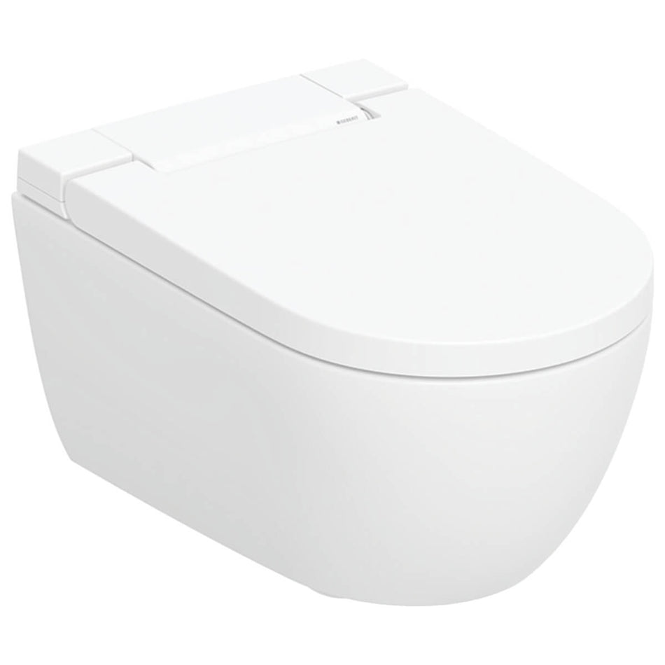 Geberit AquaClean Alba Rimless Wall Hung Smart Shower Toilet With Soft Close Seat - White Alpine