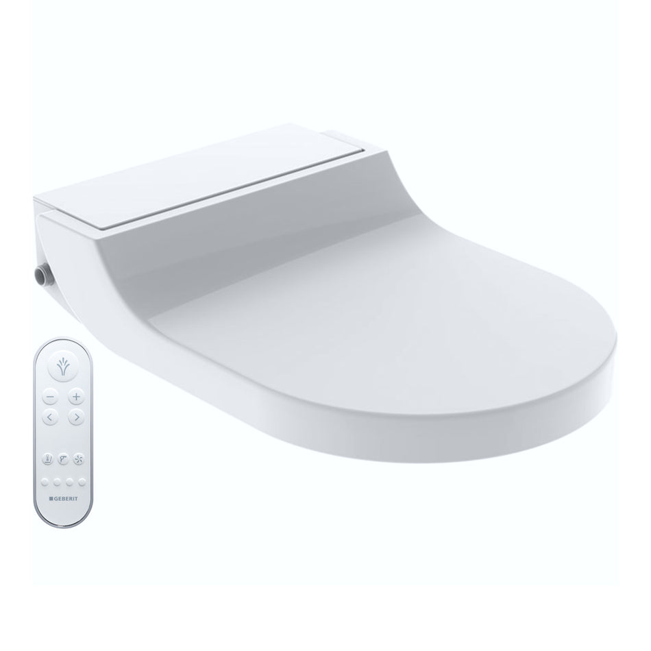 Geberit AquaClean Tuma Comfort Smart Shower Soft Close Toilet Seat With White Glass Design Cover - White Alpine