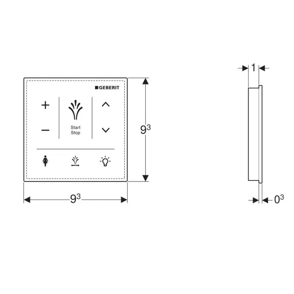 Geberit AquaClean Wall Mounted Control Panel For Shower Toilet - White Glass