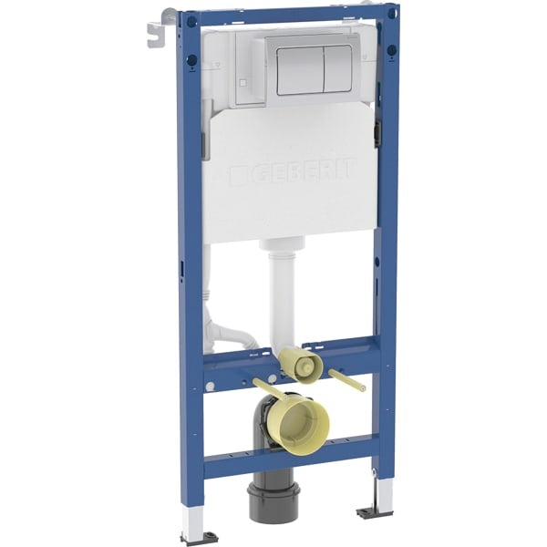 Geberit Alpha Toilet Frame and Concealed Cistern with Square Chrome Flush Plate 1120mm Height