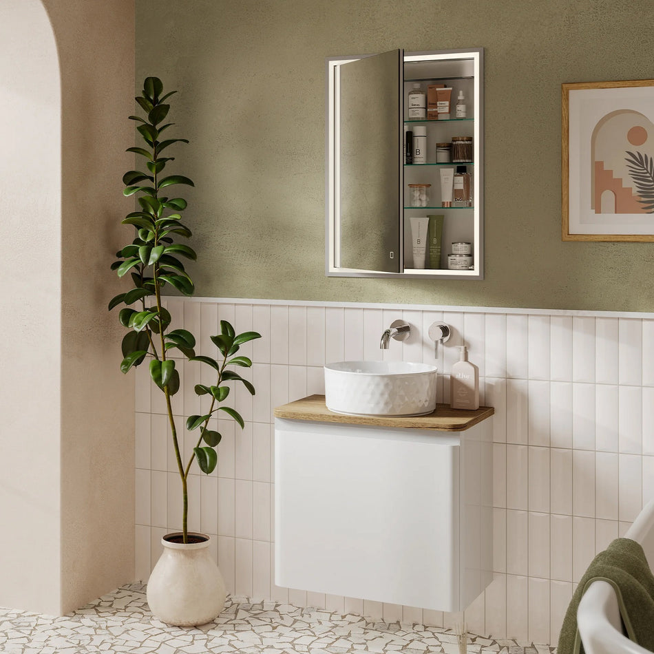 HIB Vanquish Recessed LED Illuminated Mirror Cabinet - 730mm x 530mm