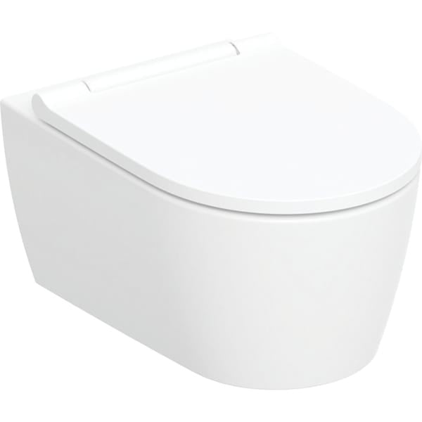 Geberit One Turboflush Wall-Hung Toilet with Seat - White Satin