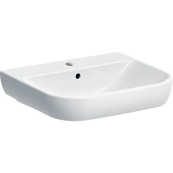 Geberit Smyle Wall Hung Basin With Overflow - 550mm x 480mm - 1 Tap Hole - White
