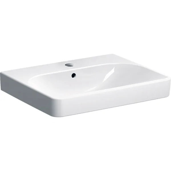 Geberit Smyle Wall Hung Basin With Overflow - 600mm x 480mm - 1 Tap Hole - White