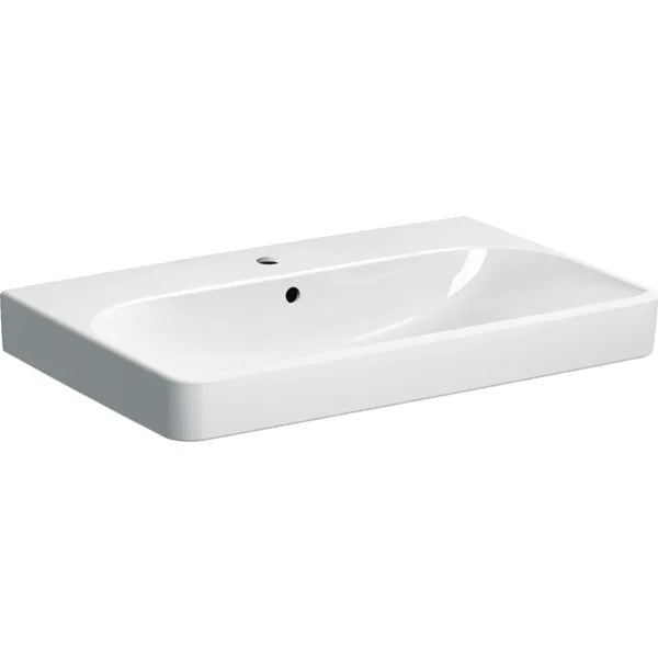 Geberit Smyle Wall Hung Basin With Overflow - 750mm x 480mm - 1 Tap Hole - White