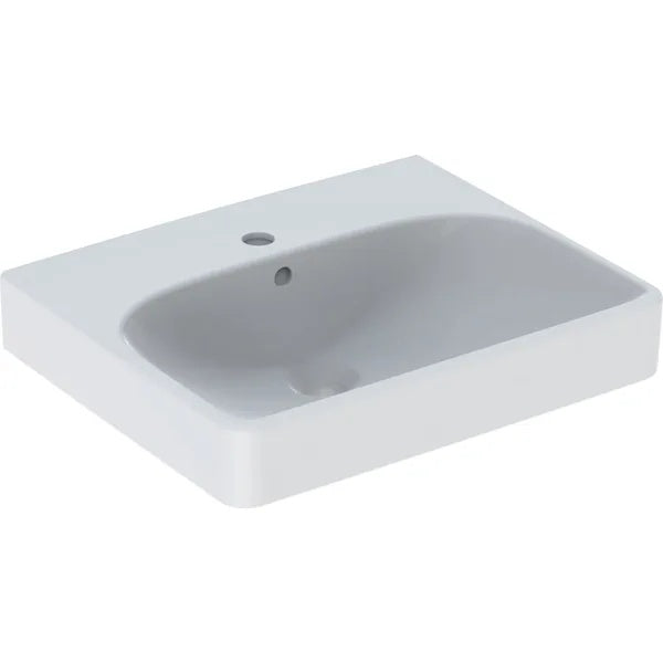 Geberit Smyle Wall Hung Basin With Overflow - 500mm x 410mm - 1 Tap Hole - White