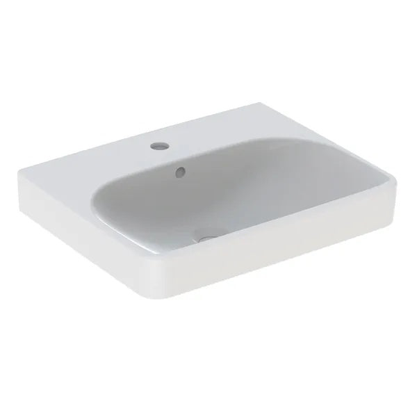 Geberit Smyle Wall Hung Basin With Overflow - 550mm x 440mm - 1 Tap Hole - White