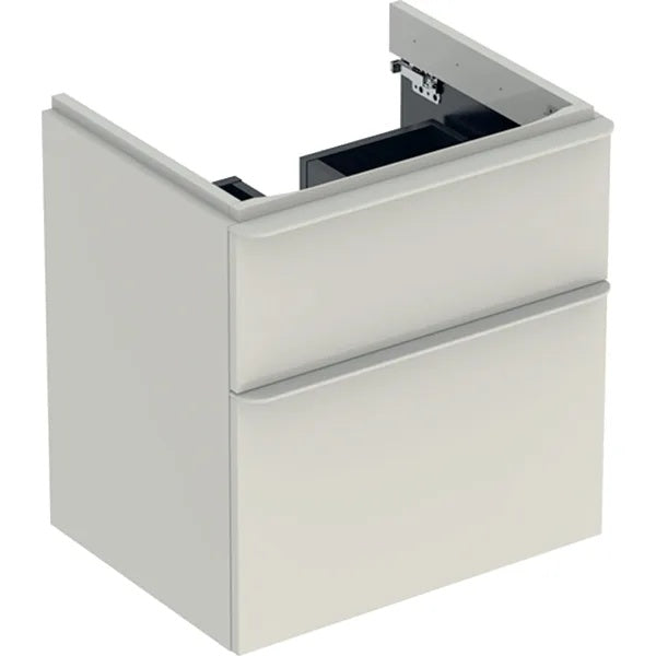 Geberit Smyle Square 2 Drawers Wall Hung Vanity Unit - 584mm Wide - Gloss Sand Grey