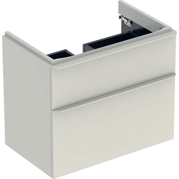Geberit Smyle Square 2 Drawers Wall Hung Vanity Unit - 734mm Wide - Gloss Sand Grey