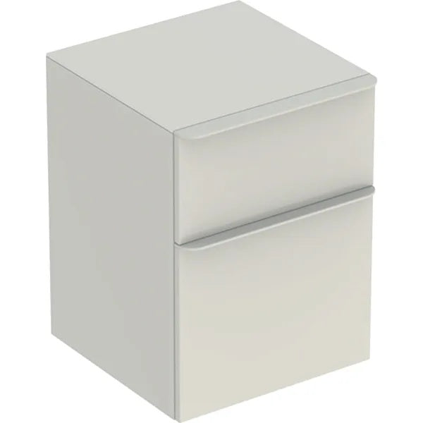 Geberit Smyle 2 Drawers Wall Hung Side Storage Cabinet - 450mm Wide - Gloss Sand Grey