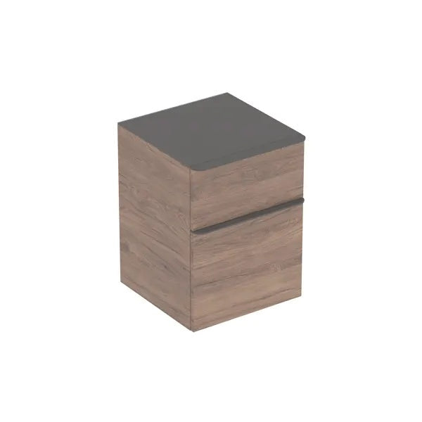 Geberit Smyle 2 Drawers Wall Hung Side Storage Cabinet - 450mm Wide - Hickory Walnut