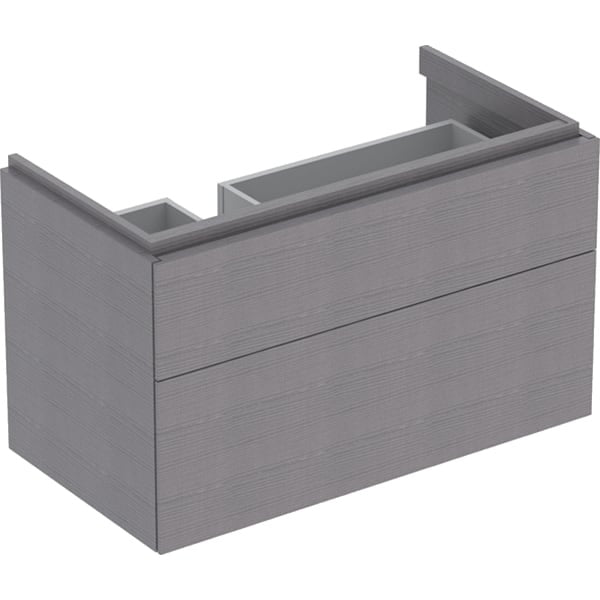 Geberit Xeno2 2 Drawer Wall Hung Vanity Unit Only - LH - 900mm - Scultura grey