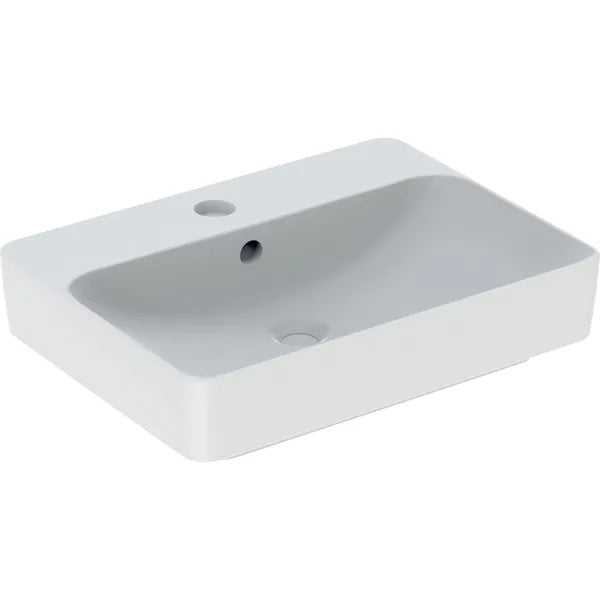 Geberit Variform Rectangular Countertop Basin With Overflow - 600mm x 450mm  - 1 Tap Hole - White