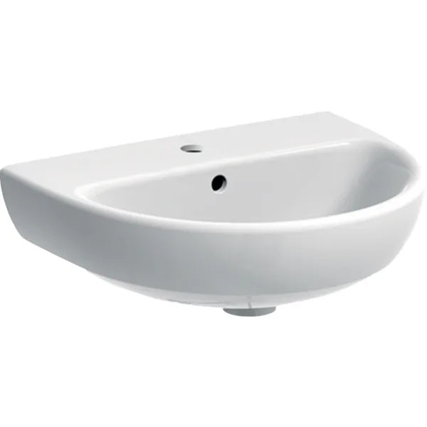 Geberit Selnova Wall Hung Basin With Overflow - 500mm x 410mm - 1 Tap Hole - White