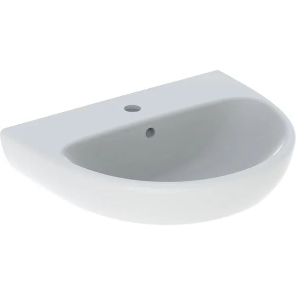 Geberit Selnova Wall Hung Basin With Overflow - 550mm x 440mm - 1 Tap Hole - White