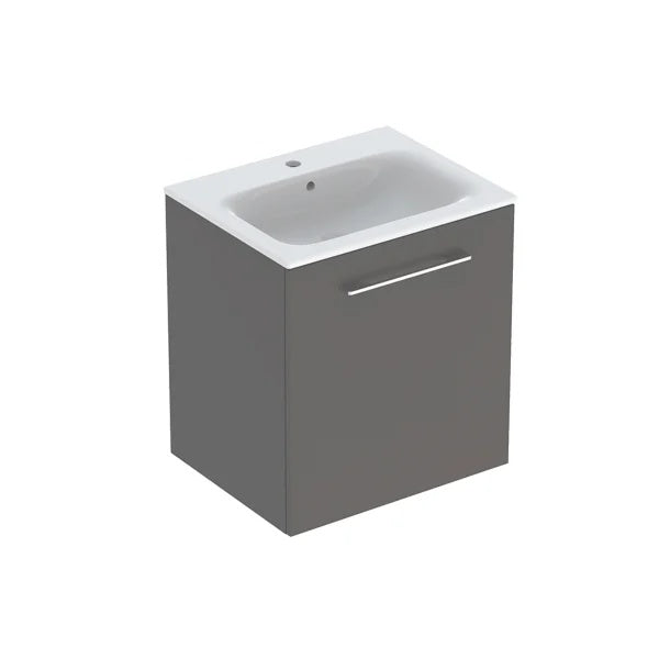 Geberit Selnova 1 Door Wall Hung Vanity Unit With Slim Basin - 600mm Wide - Lava