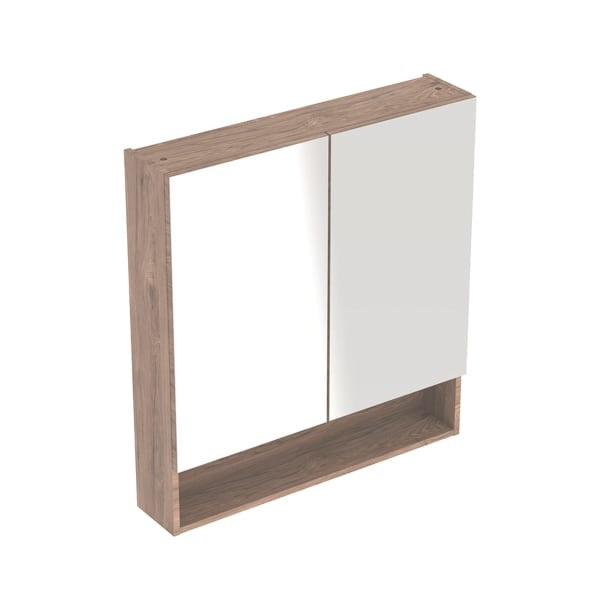 Geberit Selnova 2 Door Non Illuminated Mirror Cabinet - 588mm x 850mm - Dark Hickory