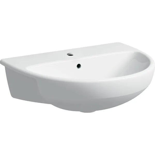 Geberit Selnova Semi Recessed Basin With Overflow - 550mm x 440mm - 1 Tap Hole - White