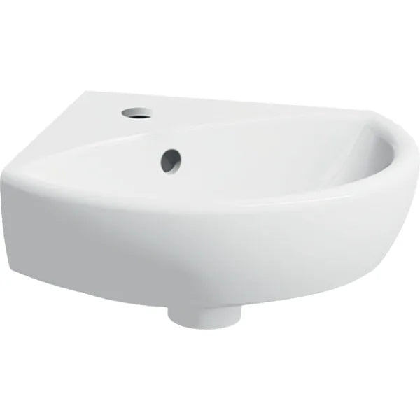 Geberit Selnova Cloakroom Corner Basin With Overflow - 414mm x 412mm - 1 Tap Hole - White