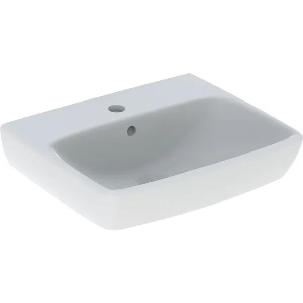 Geberit Selnova Square Wall Hung Basin With Overflow - 500mm x 420mm - 1 Tap Hole - White