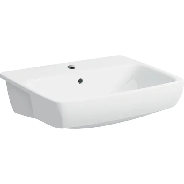 Geberit Selnova Square Semi Recessed Basin With Overflow - 550mm x 450mm - 1 Tap Hole - White