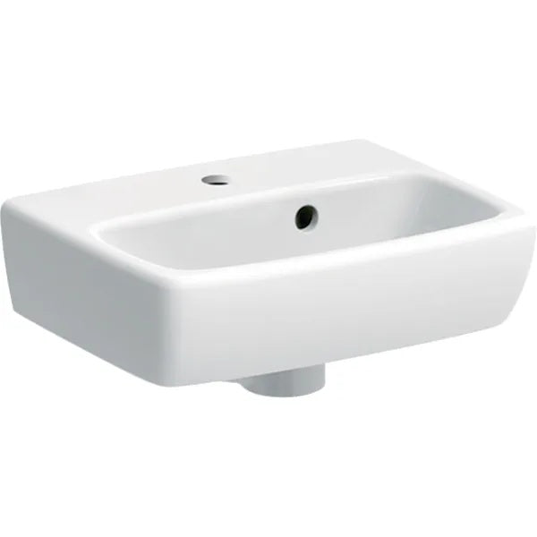 Geberit Selnova Square Cloakroom Basin With Overflow - 360mm x 280mm - 1 Tap Hole - White