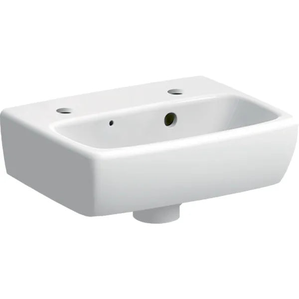 Geberit Selnova Square Cloakroom Basin With Overflow - 360mm x 280mm - 2 Tap Hole - White
